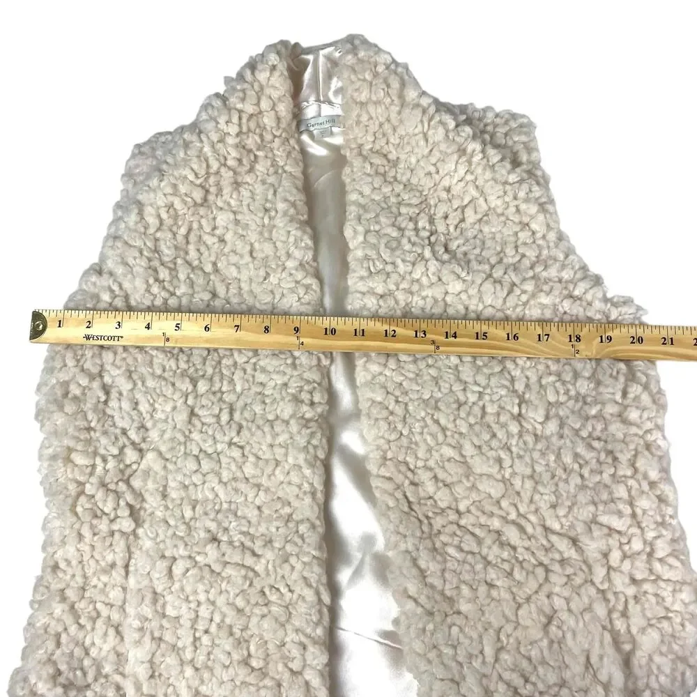 Garnet Hill Womens Beige Sleeveless Open Front Sherpa Teddy Bear Vest Size Small